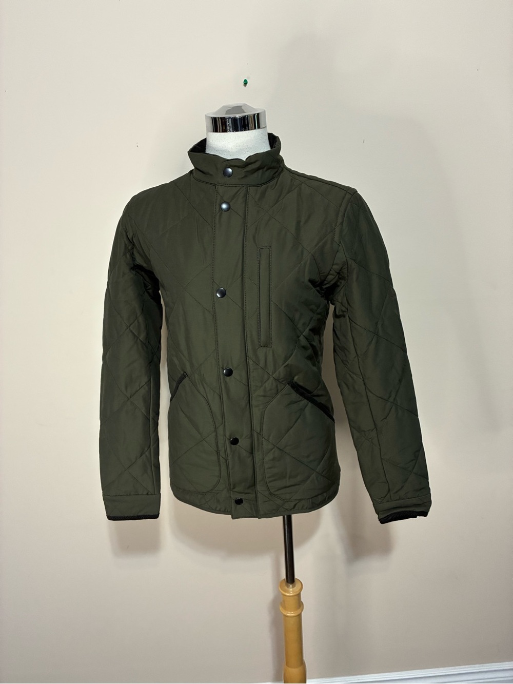 J. Crew Quilted Jacket in Dark Olive